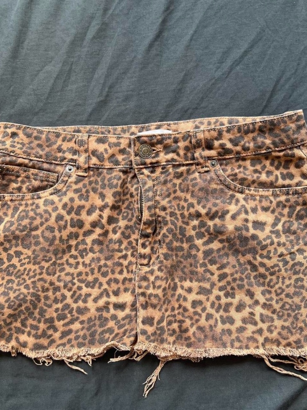 Garage Leopard Print Denim Skirt - Brown, Black
